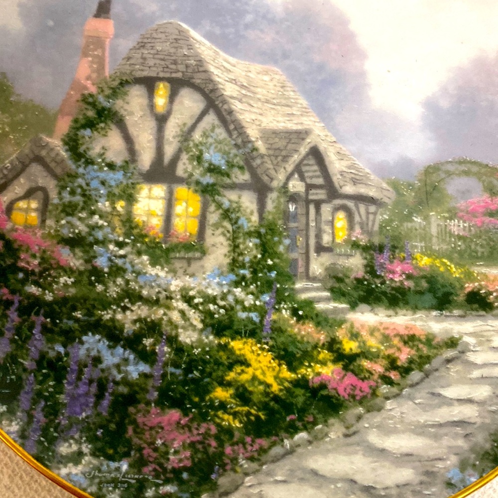 Vintage Thomas Kinkade "Chandler's Cottage" Fine China  Decorative Plate 1991